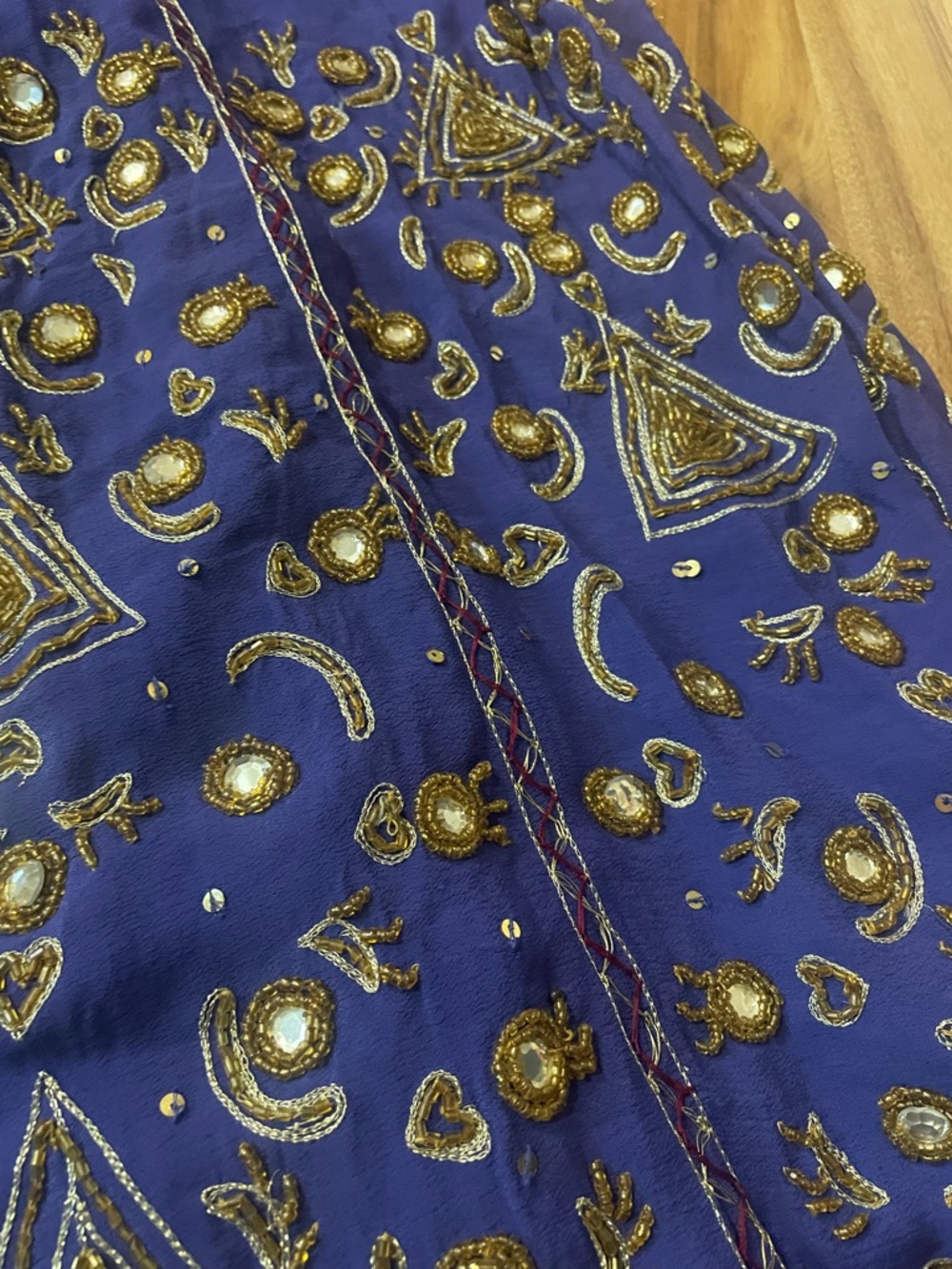 Soft Surroundings "Preciosa" Purple Hand Beaded Sequin Mirror Maxi Skirt Boho L - Picture 13 of 13